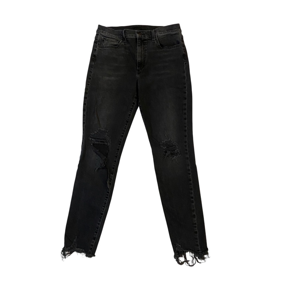 JOES JEANS The Charlie High Rise Skinny Ankle Raw Hem Distressed Black Size 30